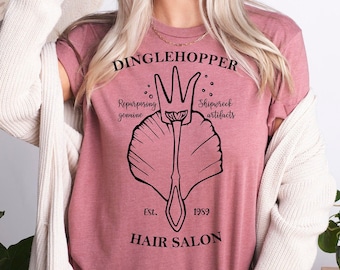 Dinglehopper hårsalongskjorta, Lilla sjöjungfrunskjorta, Disney Lilla sjöjungfrunskjorta, Lilla sjöjungfrun Disney-skjorta, Disney damskjortor, Disney