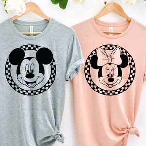 Mickey Checkered Shirt, Minnie Checkered Shirt, Mickey Shirt, Minnie Shirt, Retro Disney Matching Shirts, Minnie Mouse Shirt, Disneyworld