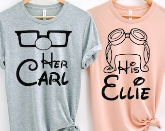 Her Carl His Ellie, Camicie per coppie Disney, Camicie Carl ed Ellie, Camicie per coppie, Camicie per coppie Disney, Camicie Disney per la luna di miele, Moglie del maritino