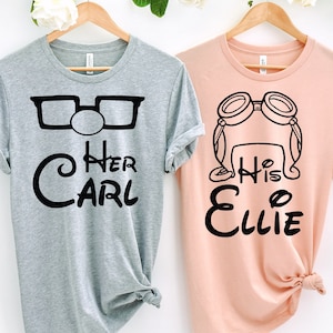 Her Carl His Ellie, Disney Couple Shirts, Carl And Ellie Shirts, Up Couple Shirts, Disney Couple Shirts, Disney Honeymoon Shirts, Hubby Wife