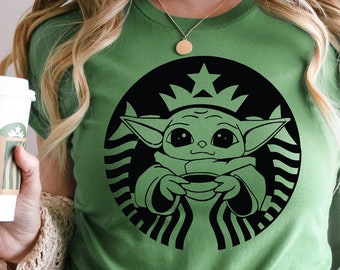 Baby Yoda Shirt, Coffee, Baby Yoda Coffee Shirt, Star Wars Shirt, Starbuck, Coffee Lover Gift, Coffee Baby Yoda, Coffee Lover Shirt