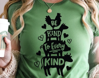 Sii gentile con ogni tipo, camicia vegana, regalo vegano, merchandising vegano, abbigliamento vegano, regalo per un vegano, camicia vegana carina, regalo vegano carino, Tshir vegano