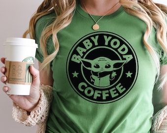 Baby Yoda Shirt, Coffee, Baby Yoda Coffee Shirt, Star Wars Shirt, Coffee Lover Gift, Coffee Baby Yoda, Coffee Lover Shirt, Baby Yoda T-Shirt