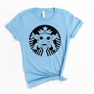 Baby Yoda Shirt, Coffee, Baby Yoda Coffee Shirt, Star Wars Shirt, Starbuck, Coffee Lover Gift, Coffee Baby Yoda, Coffee Lover Shirt Ocean Blue