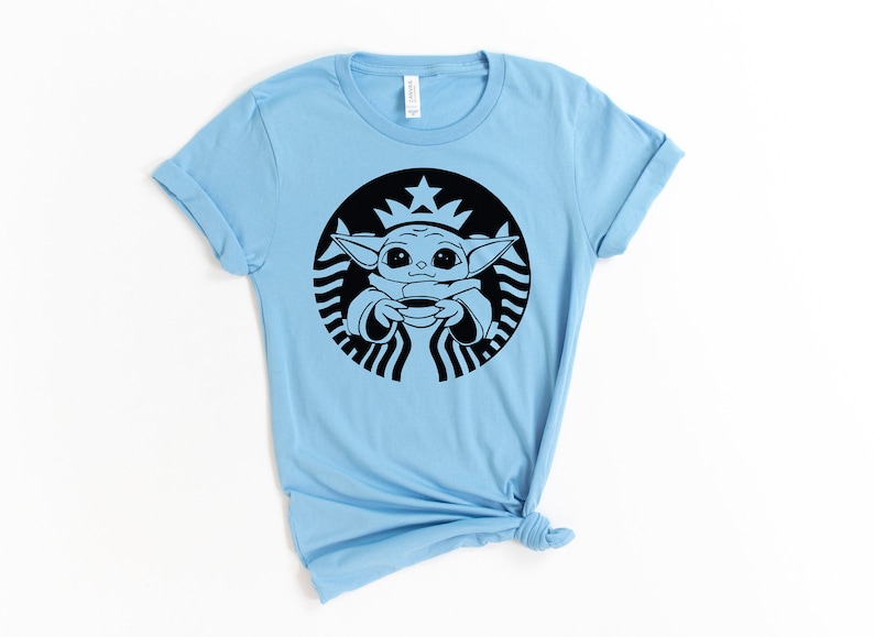 Baby Yoda Shirt, Coffee, Baby Yoda Coffee Shirt, Star Wars Shirt, Starbuck, Coffee Lover Gift, Coffee Baby Yoda, Coffee Lover Shirt Ocean Blue