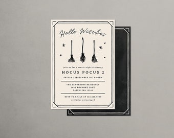 Hello Witches Halloween Invitation Template, Halloween Party Editable Template, Corjl 208