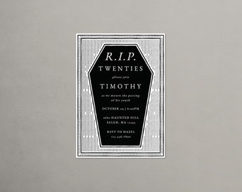 Halloween Coffin Invitation Template, Halloween Birthday Editable Invite, Adult Halloween Party Template, Corjl 207