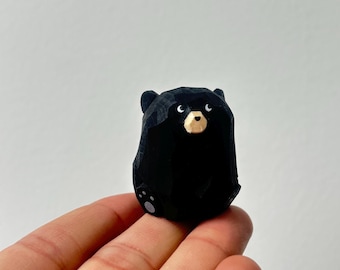 黒クマの木製置物｜手彫りのミニ野生動物彫刻装飾 - Etsy 日本