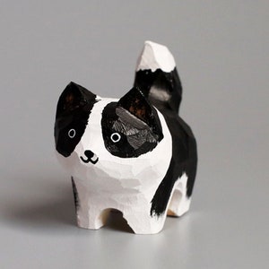 Handmade Wooden Border Collie Dog, Mini Cute Dog Ornaments,Dog Figurine,Dog Gifts,Wooden Carving Border Collie Figurine,Birthday Gifts
