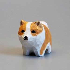 Handmade Wooden Carving Corgi Dog Figurine, Mini Cute Corgi Ornaments,Corgi Figurine,Corgi Gift,Corgi Present,Corgi Dog Lover,Birthday Gifts