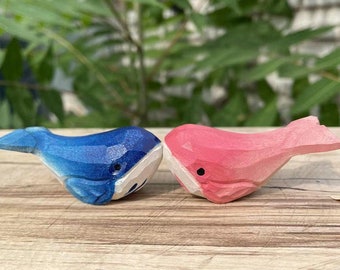 Hand Carved Wooden Whale Statue, Animal Figurine