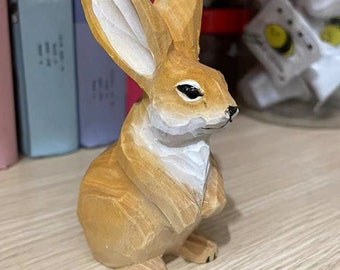 Wooden Rabbit Statue,Carved Rabbit,Rabbit Ornament,Tabletop Decoration,Rabbit Gifts,Birthday Gifts,Easter Gifts,rabbit sculpture