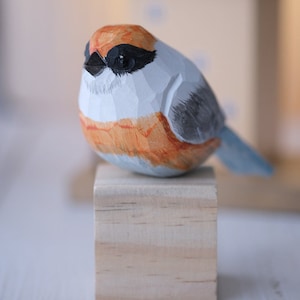 Handmade Wooden Carving Bird Sculpture Hand Carved Wood Bird Figurine Christmas Gift Wood Statue Room Decor Home Decor Chubby Bird