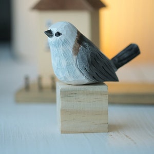 Handmade Wooden Carving Bird Sculpture Hand Carved Wood Bird Figurine Christmas Gift Wood Statue Room Decor Home Decor Chubby Bird