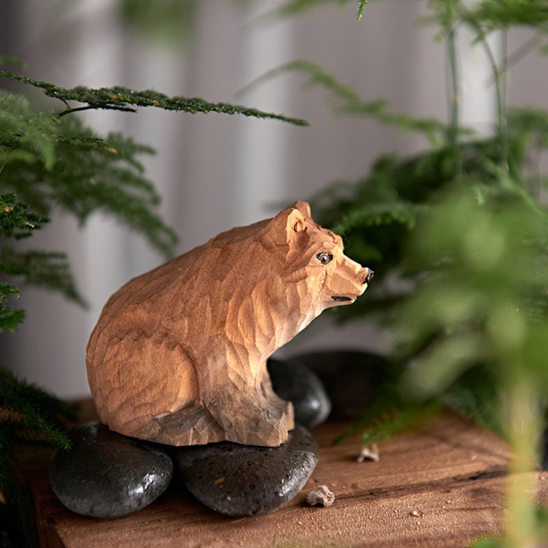 Handmade Wood Carving Bear Figurine, Christmas Gift - Etsy