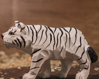 Handgemachte Tiger aus Holz: Holz geschnitzte Tier Figur, Geschenk zum Geburtstag