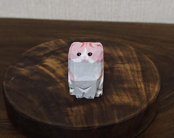 Figura de gato de madera tallada a mano: decoración de escritorio, regalo para amantes de los gatos
