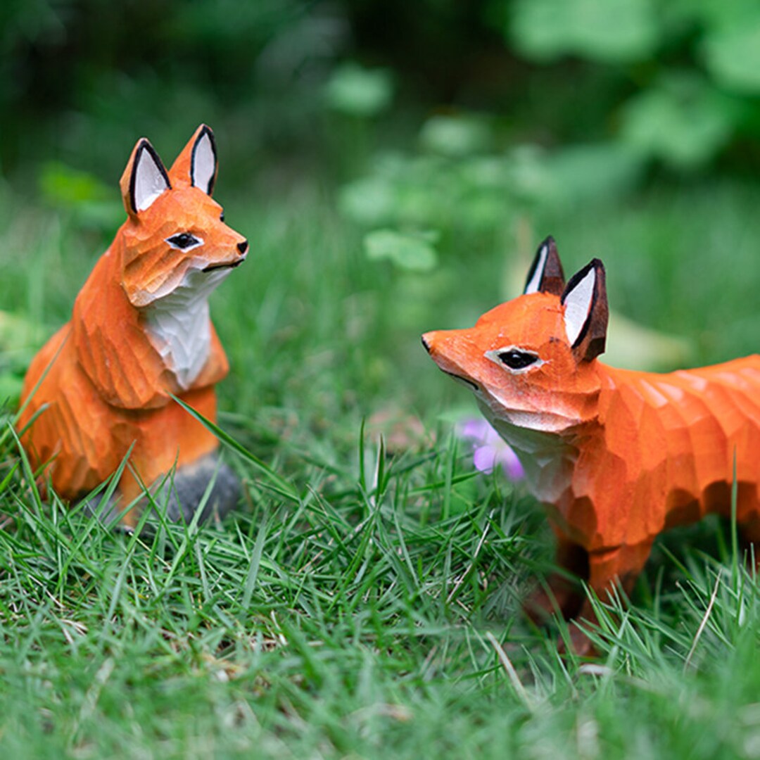 Fox Figurines,fox Statue,fox Sculpture,wooden Fox,christmas Ornament