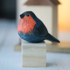 Handmade Wooden Carving Bird Sculpture Hand Carved Wood Bird Figurine Christmas Gift Wood Statue Room Decor Home Decor Chubby Bird