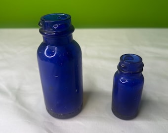 Bouteille vintage Emerson Bromo Seltzer en verre bleu cobalt gaufré ~ au choix