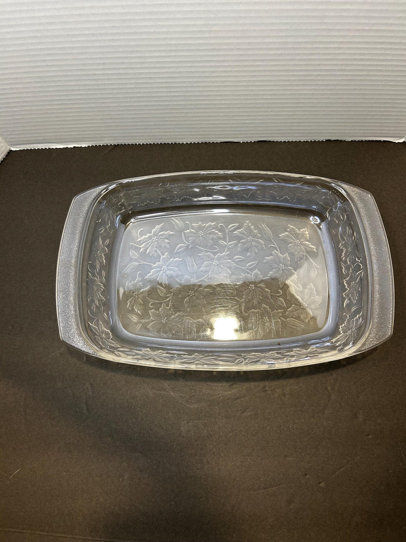 Vintage Princess House Fantasia Crystal Glass Poinsettia 8.5x13