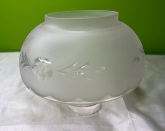 Paralume per lampadario vintage in vetro trasparente e satinato ~ Design floreale ~ Marca sconosciuta