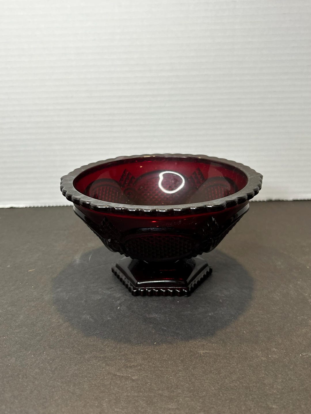Vintage Avon Ruby Red Cape Cod Short Pressed Glass Pedestal Candy ...