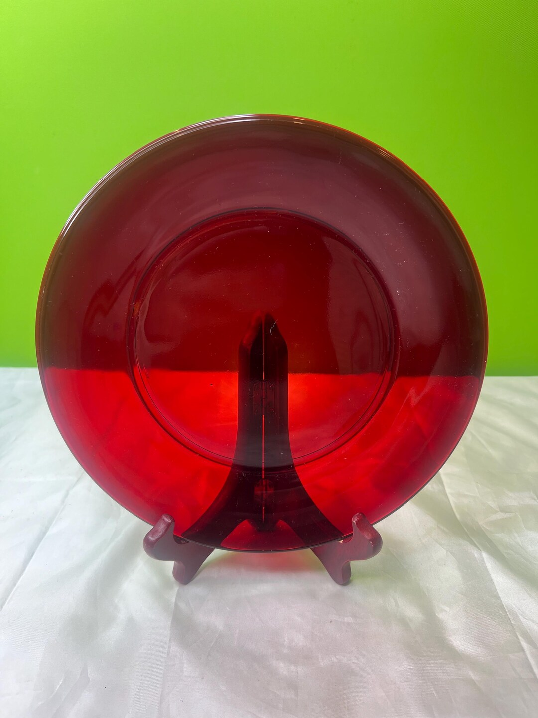 Ruby Plate Vintage 9in. Round Ruby Red Glass Plate - Etsy