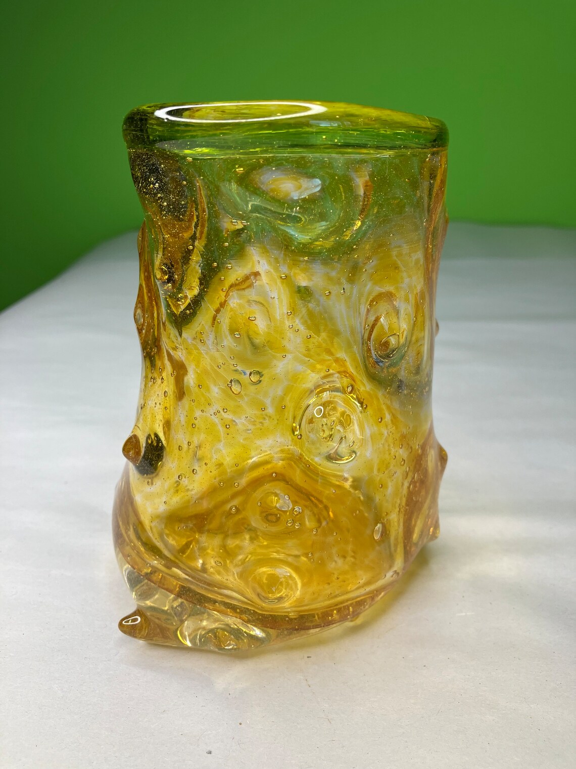 Vintage Hand Blown Italian Style Glass Vase Vessel With Gorgeous Bumps ...