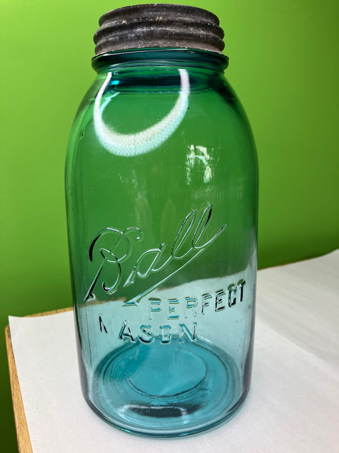 Vintage Ball Blue Perfect Mason Jar With Screw Top 5 Qt Etsy