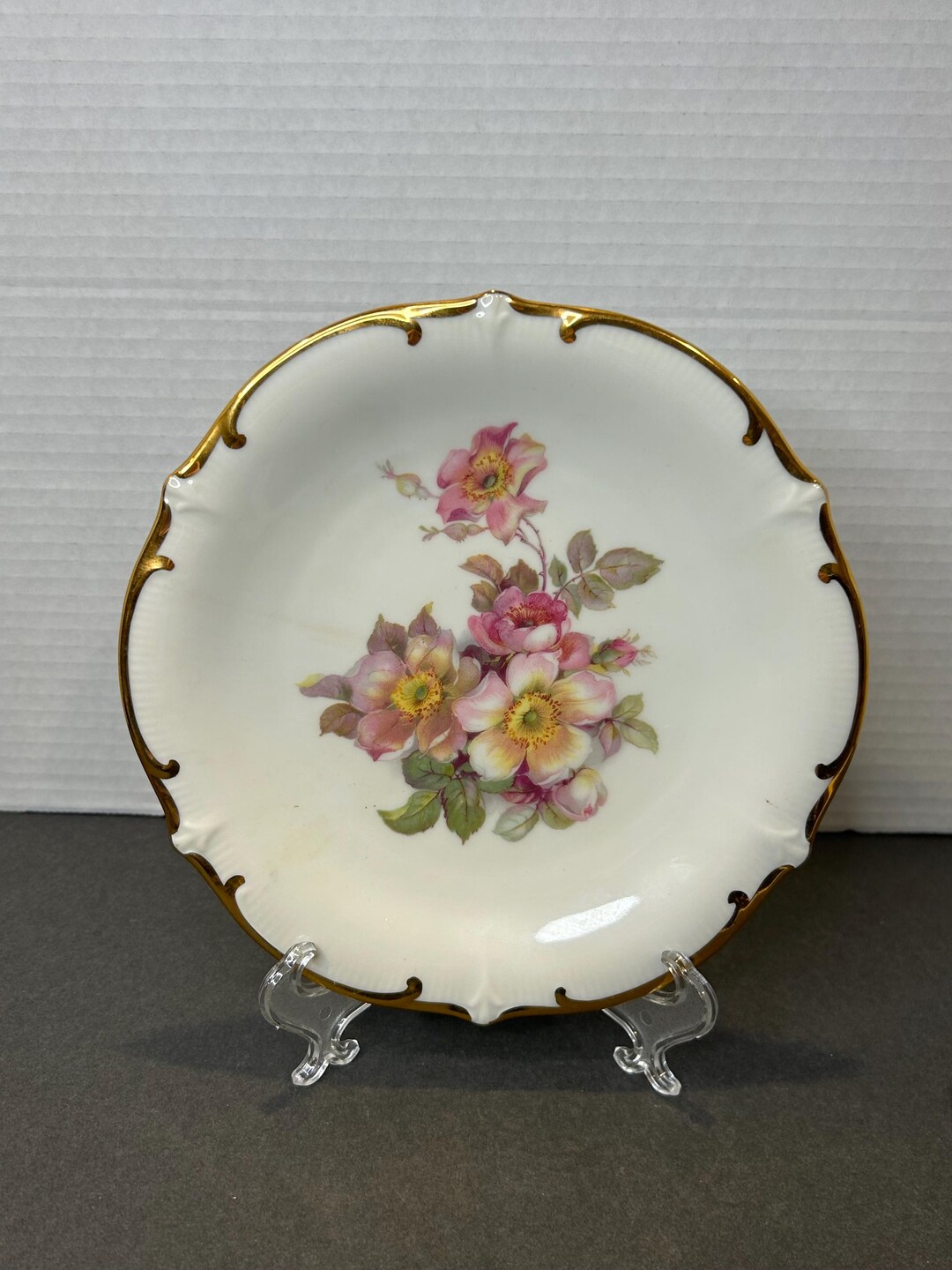 Vintage Schumann Arzberg Germany Wild Rose Gilded Gold Shallow Dish ...