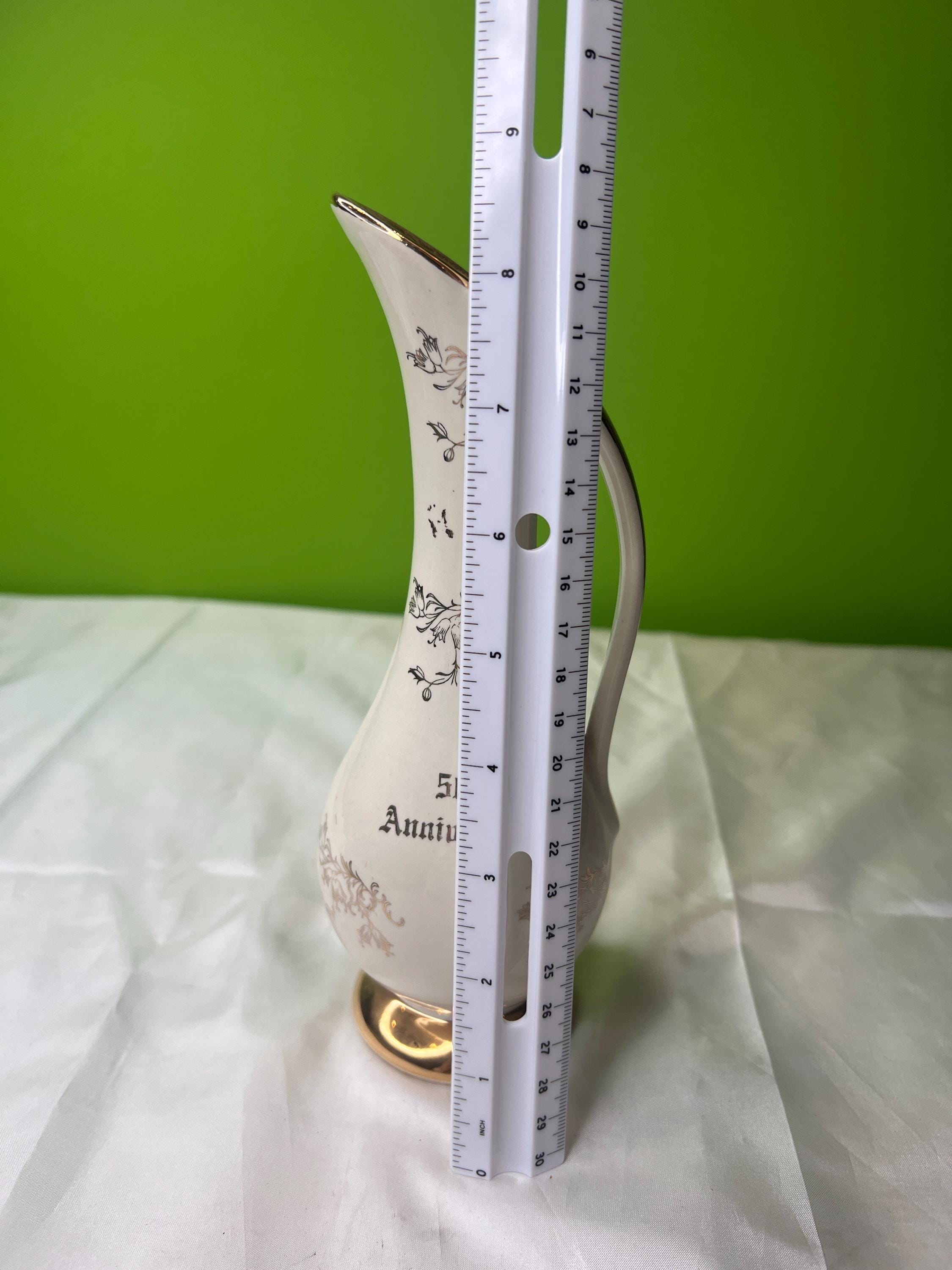 ヴィンテージ 50周年記念 パールチノ社 ピッチャー 花瓶 22Kゴールド