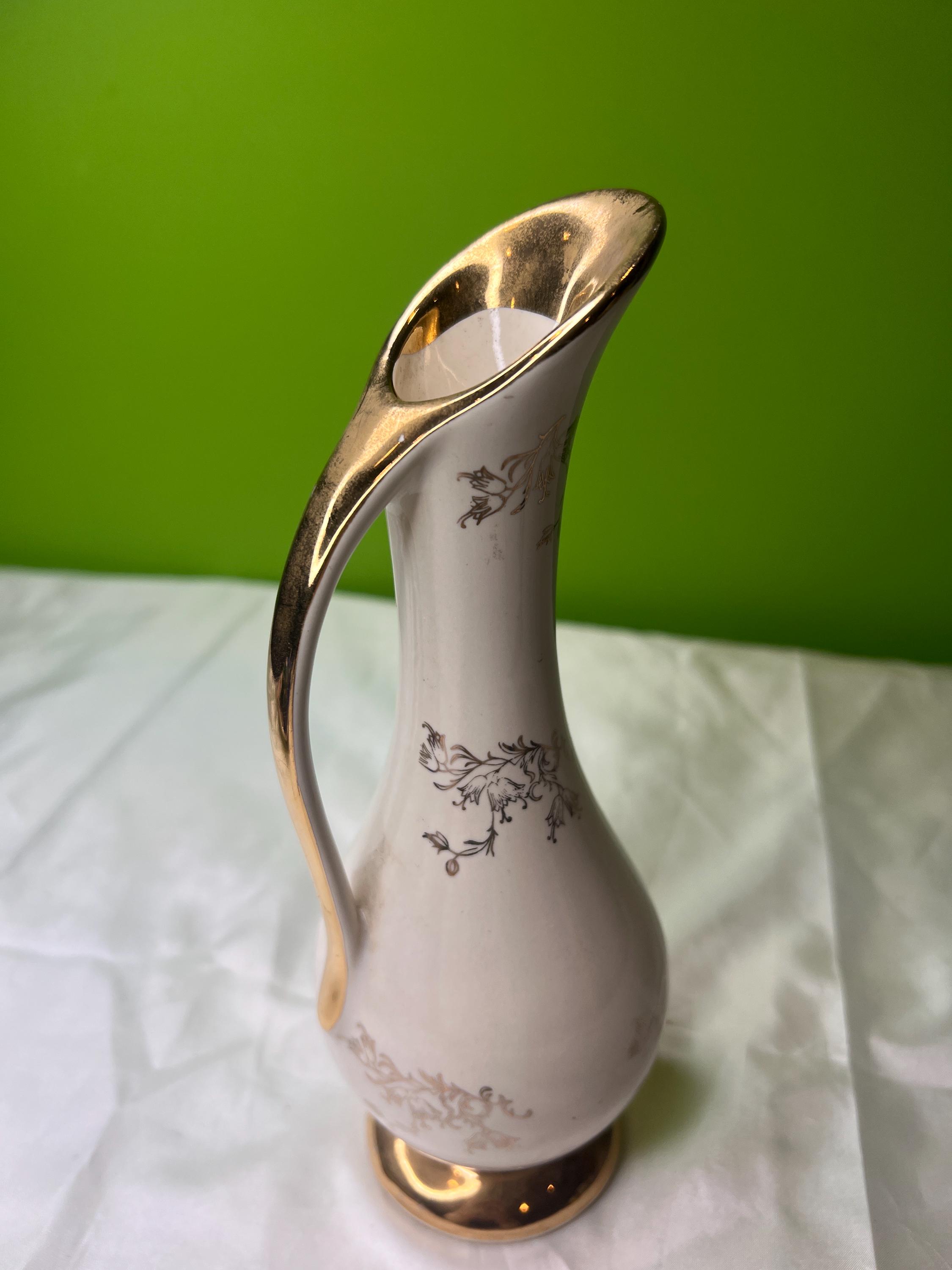 ヴィンテージ 50周年記念 パールチノ社 ピッチャー 花瓶 22Kゴールド