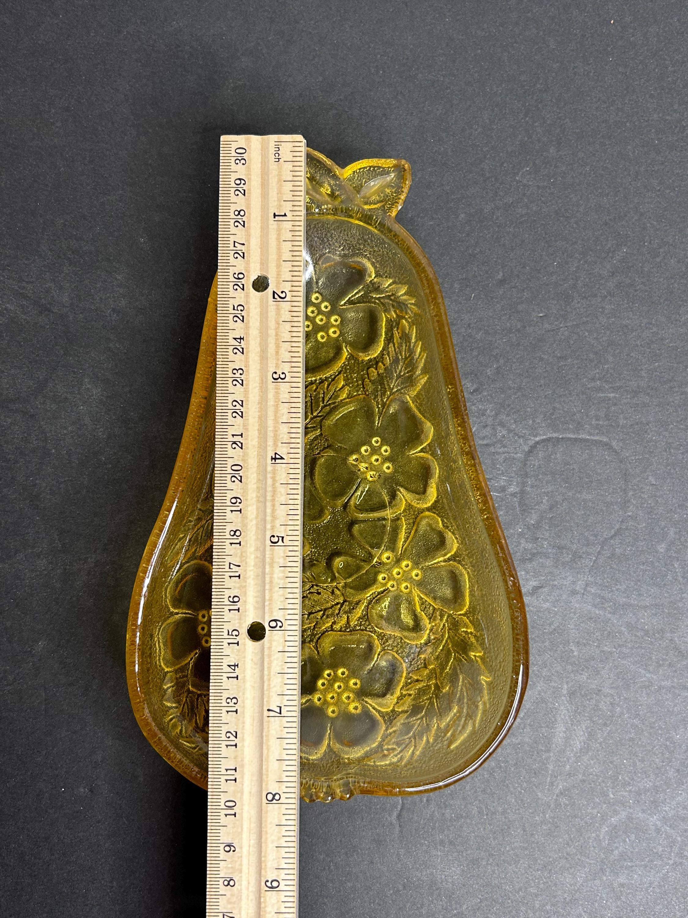 Vintage Amber Depression Glass Amber Pear Shaped Intricate Candy ...