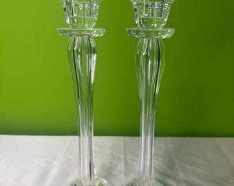 Vintage Mikasa Crystal Candlestick Holders/ Signed Mikasa Taper Holders / Mikasa Paneled Candle Holders / Rare Candlesticks~ Set of 2