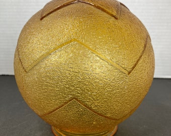 Vintage 6 in Amber Glass textured globe lamp light shade star pattern