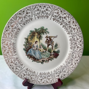 Vintage Triumph American Limoges China D&#39;or Warranted 22K Gold Decorated Ivory 10” Dinner Plate