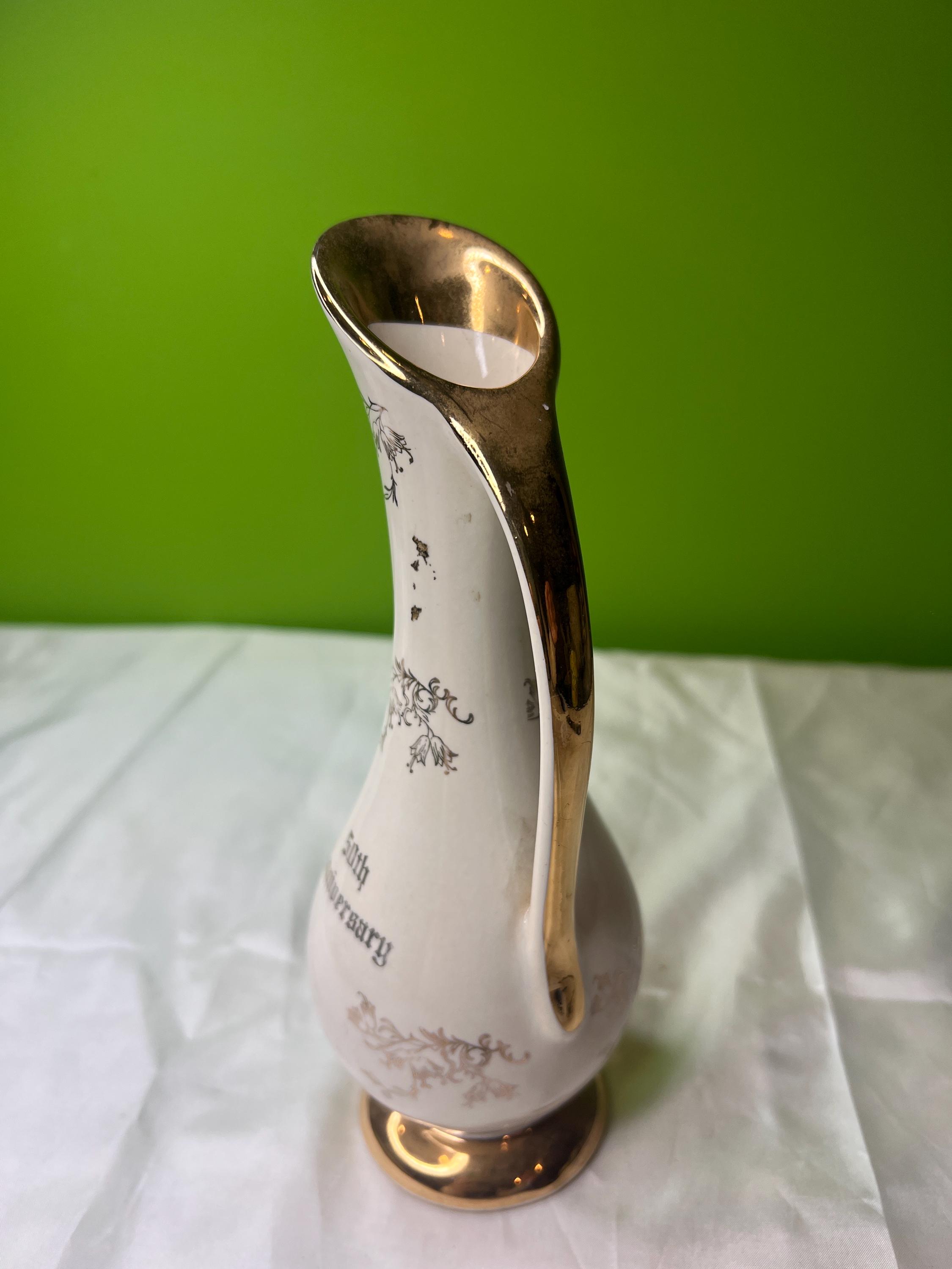 ヴィンテージ 50周年記念 パールチノ社 ピッチャー 花瓶 22Kゴールド