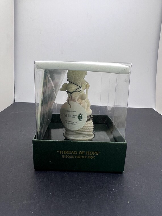 Vintage Dept 56 Snowbabies Thread of Hope Hinged Trinket Box View 3