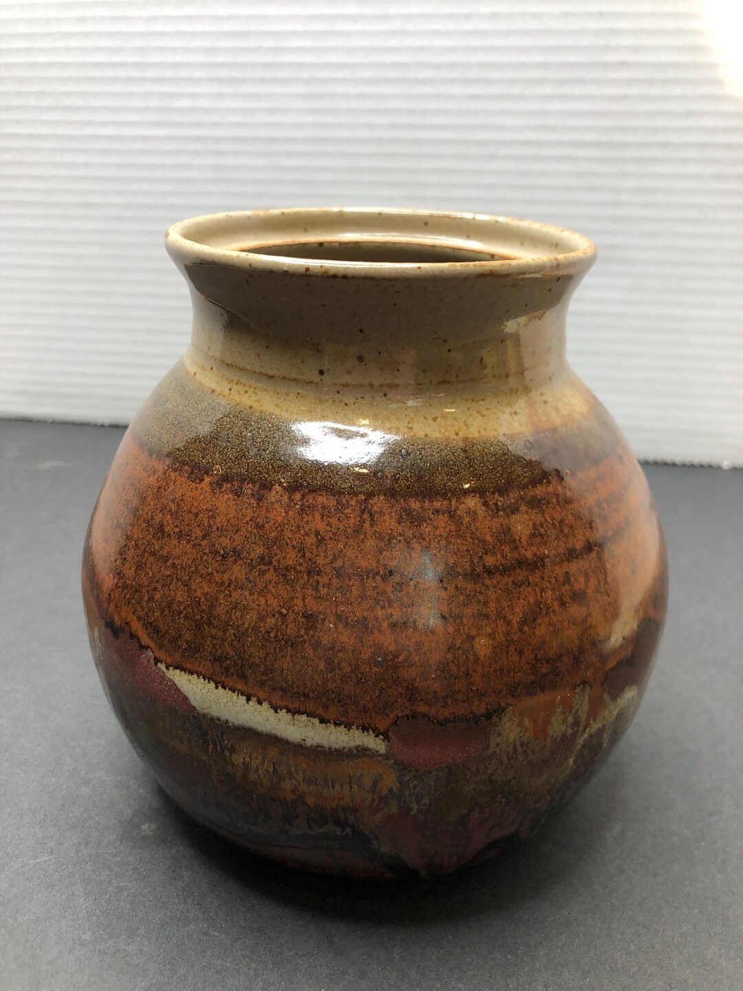 Randy Ritter Art Pottery Stoneware Honey Pot Vase Brown and Earth Tones ...