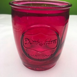 Vintage Yorkshire Clear Cherry Painted Heavy Glass Tumbler