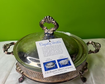 Antique FB Rogers Silver Co. Silverplated Footed Covered Bowl