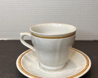 Vintage Americana Hearthside Stoneware Grey Tea Cup and Saucer Set