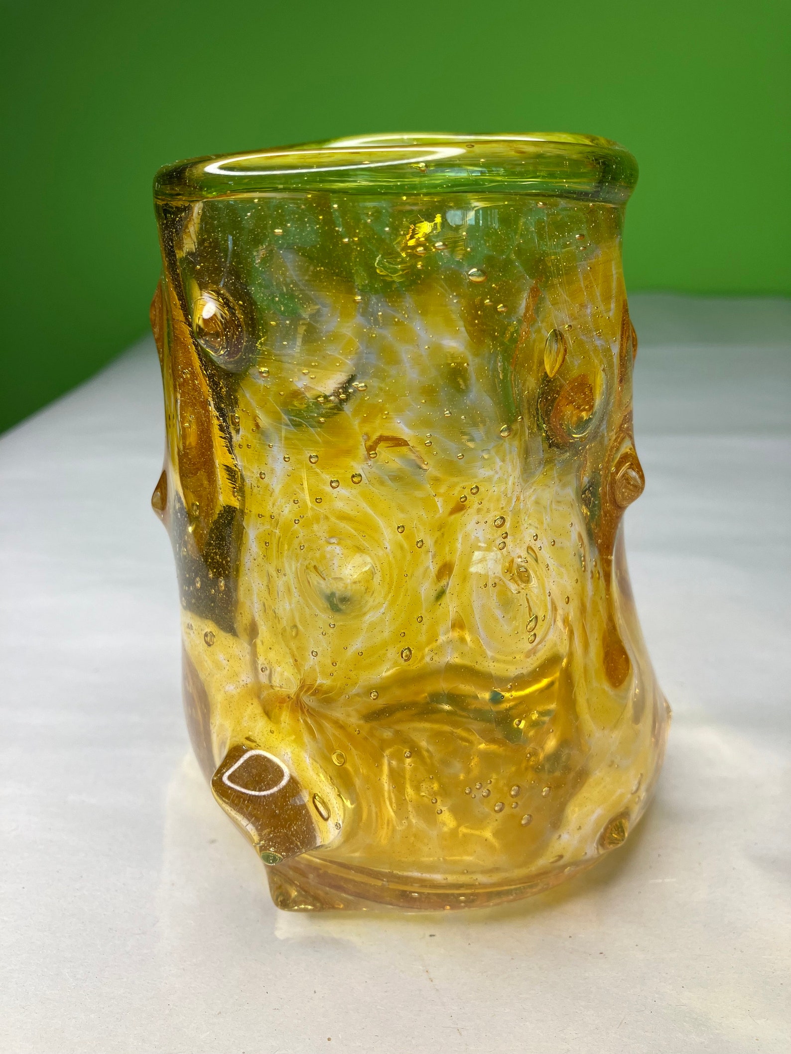 Vintage Hand Blown Italian Style Glass Vase Vessel With Gorgeous Bumps ...