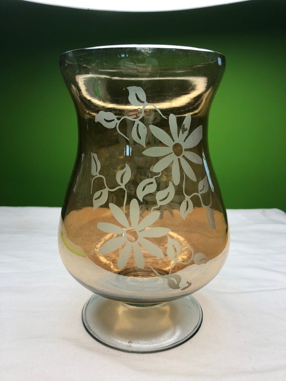 ヴィンテージ【アートデザイン】アンバーガラス フラワーベース 花瓶