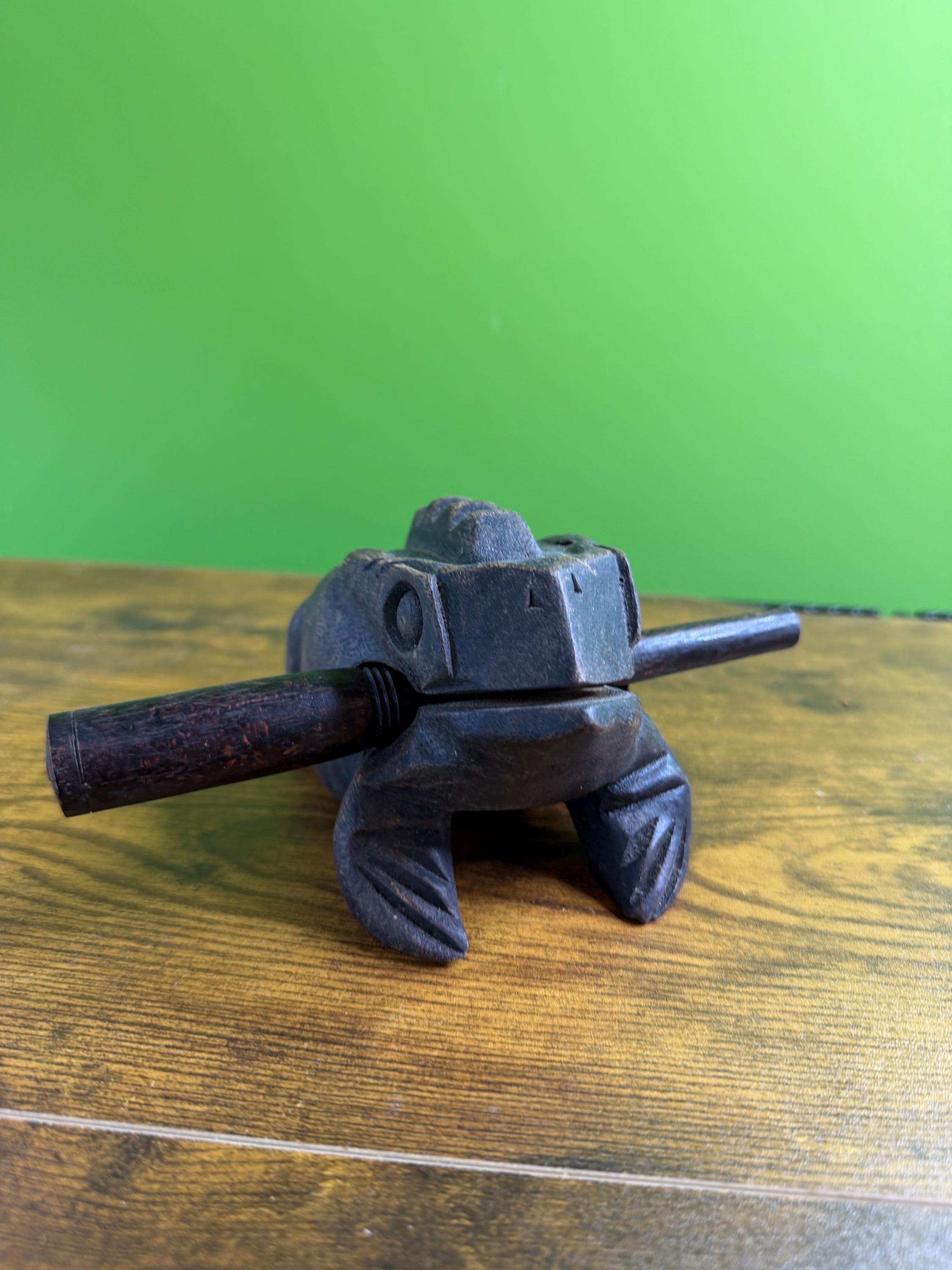 Vintage Wooden Frog Noise Maker Croaking Frog Call Hand Carved