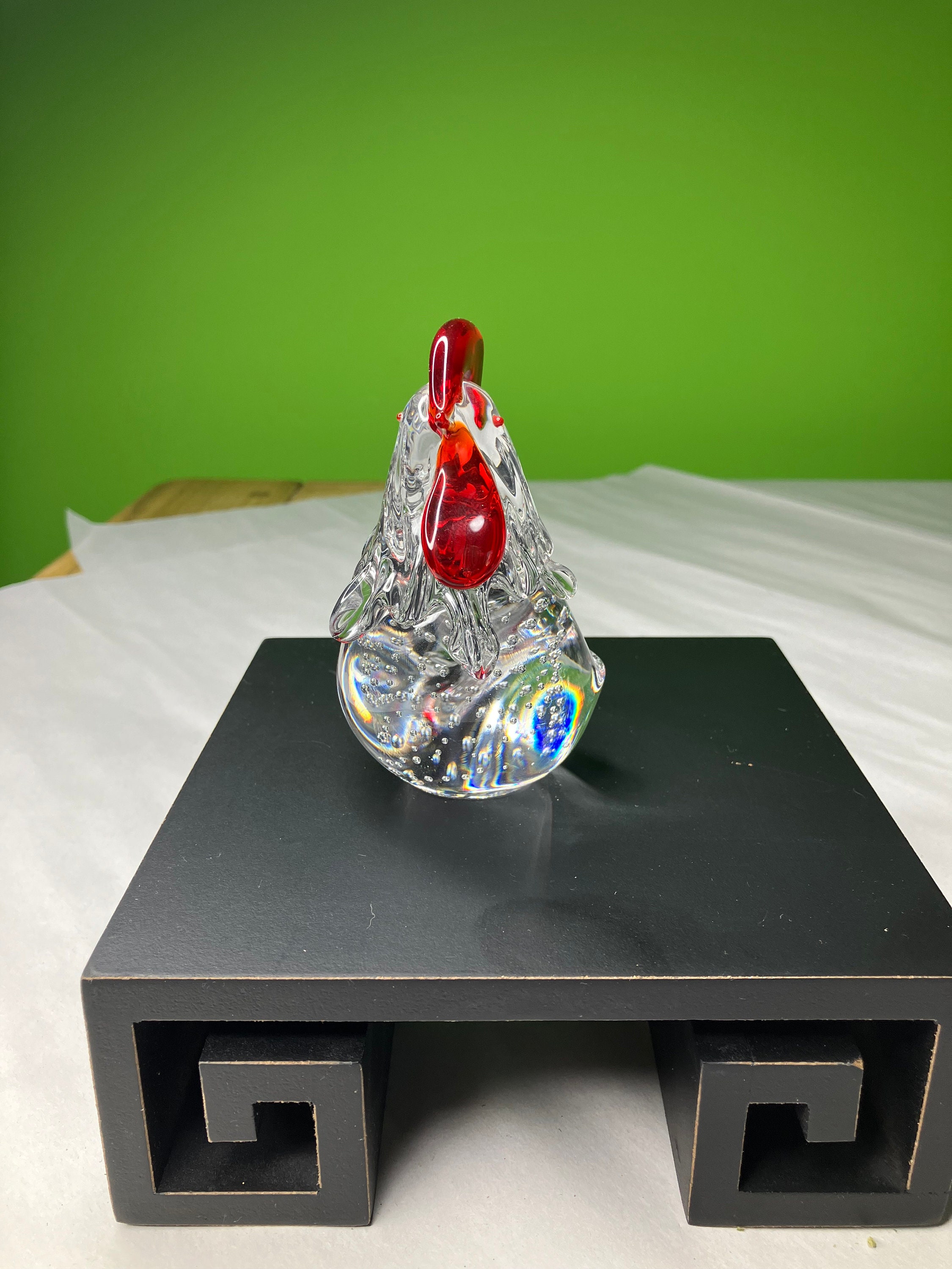 Vintage Handmade Crystal Chicken Chic Paperweight From Taiwan Gorgeous ...