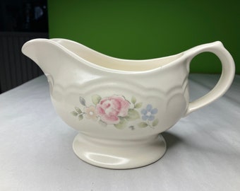 Vintage Pfaltzgraff Gravy Boat with gorgeous cream color and lovely flower pattern