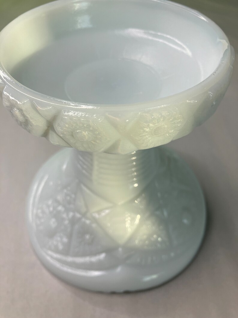 Vintage White Milk Glass Vase/candle Holder With Sawtooth Rim, Daisy ...