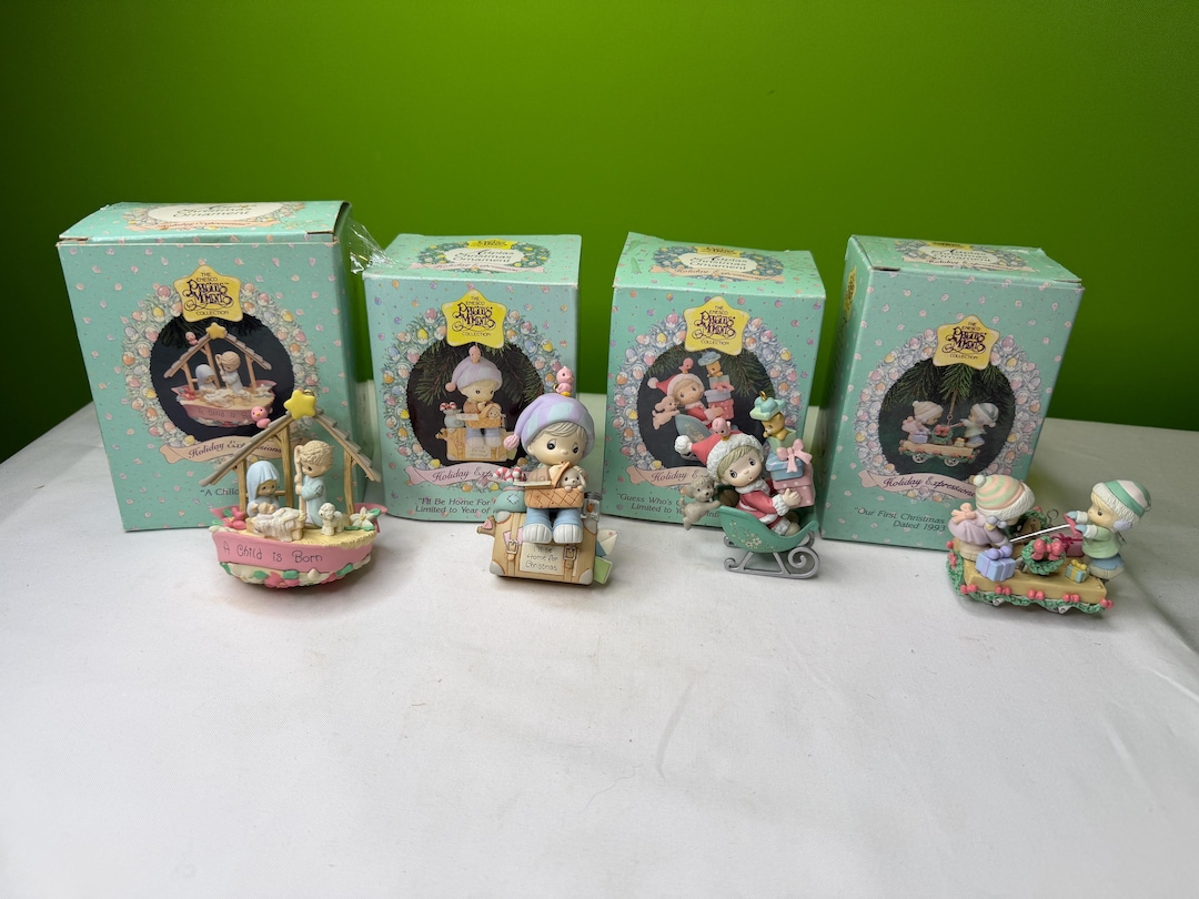 Vintage Choice of 4 1992 Precious Moments Christmas Ornaments From the ...